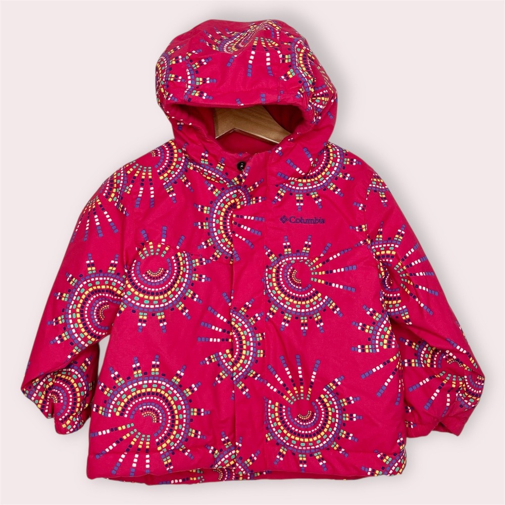 Columbia Kids Jacket‎ Hooded Insulated Pink Sunburst Pattern Size 18-24 Months